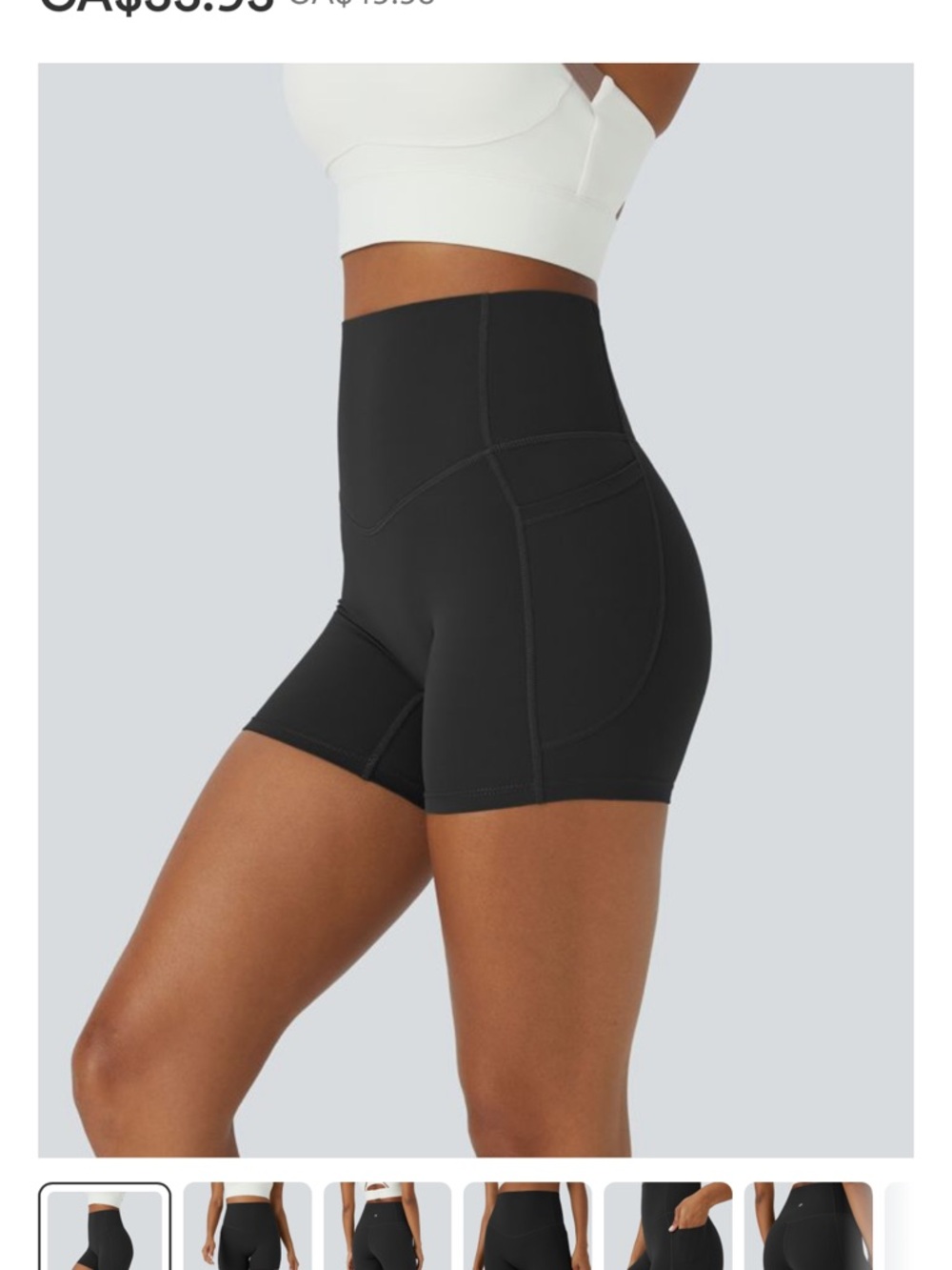 HALARA High-Waist Black Bike Shorts with Side Pocket